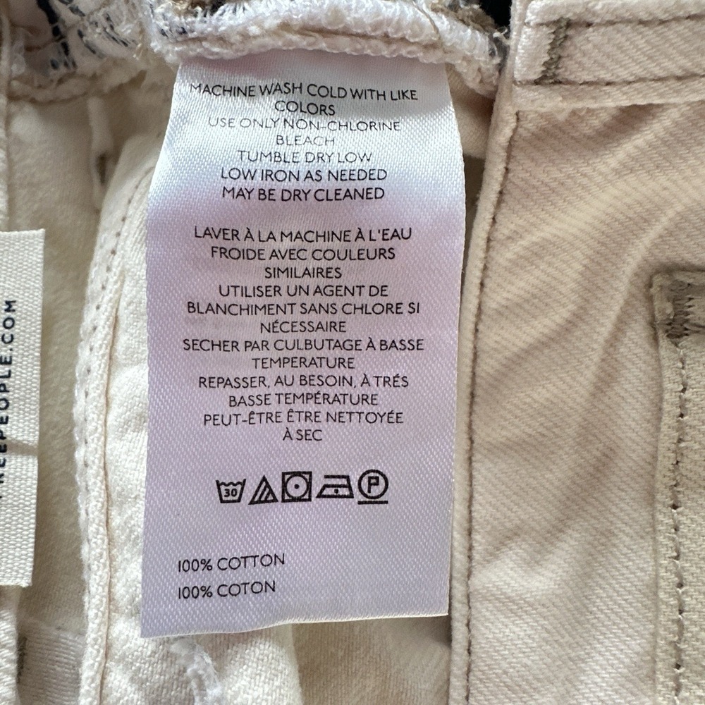 Free People We The Free Waterfalls Baggy Wide Leg Pants 30 Cream Utility Y2K - Picture 13 of 16